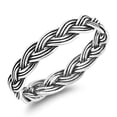 thumbnail image 1 of Oxidized Weave Braided Knot Promise Ring Sterling Silver Wedding Band 925 Jewelry Female Male Size 4, 1 of 4