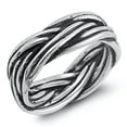 thumbnail image 1 of Oxidized Weave Knot Rope Wedding Ring .925 Sterling Silver Band Jewelry Female Male Unisex Size 8, 1 of 4