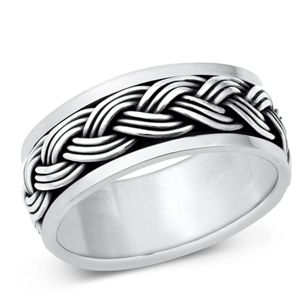 Oxidized Weave Mesh Knot Wedding Ring .925 Sterling Silver Band Jewelry ...