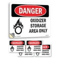 thumbnail image 1 of Oxidizer Storage Area Only OSHA Danger Vinyl Decal Label 18 Inch x 12 Inch - 5 Pack, 1 of 6