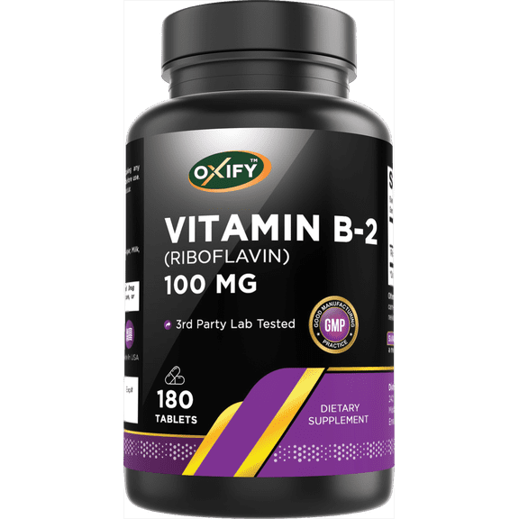Oxify B-2 100 mg | 180 Tablets | Gluten-Free, Non-GMO | Supplement Made in USA