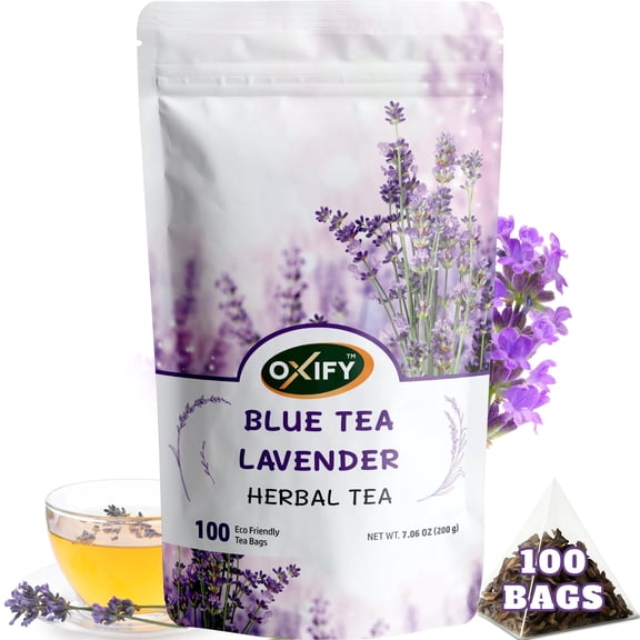 Oxify Blue Tea Lavendar Herbal Tea - 100 Eco Friendly Tea Bags (100 Tea Bags, Blue Tea Lavendar)