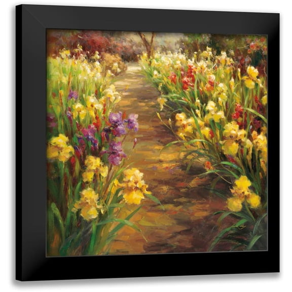 Oxley, Vail 12x12 Black Modern Framed Museum Art Print Titled - Iris Pathway