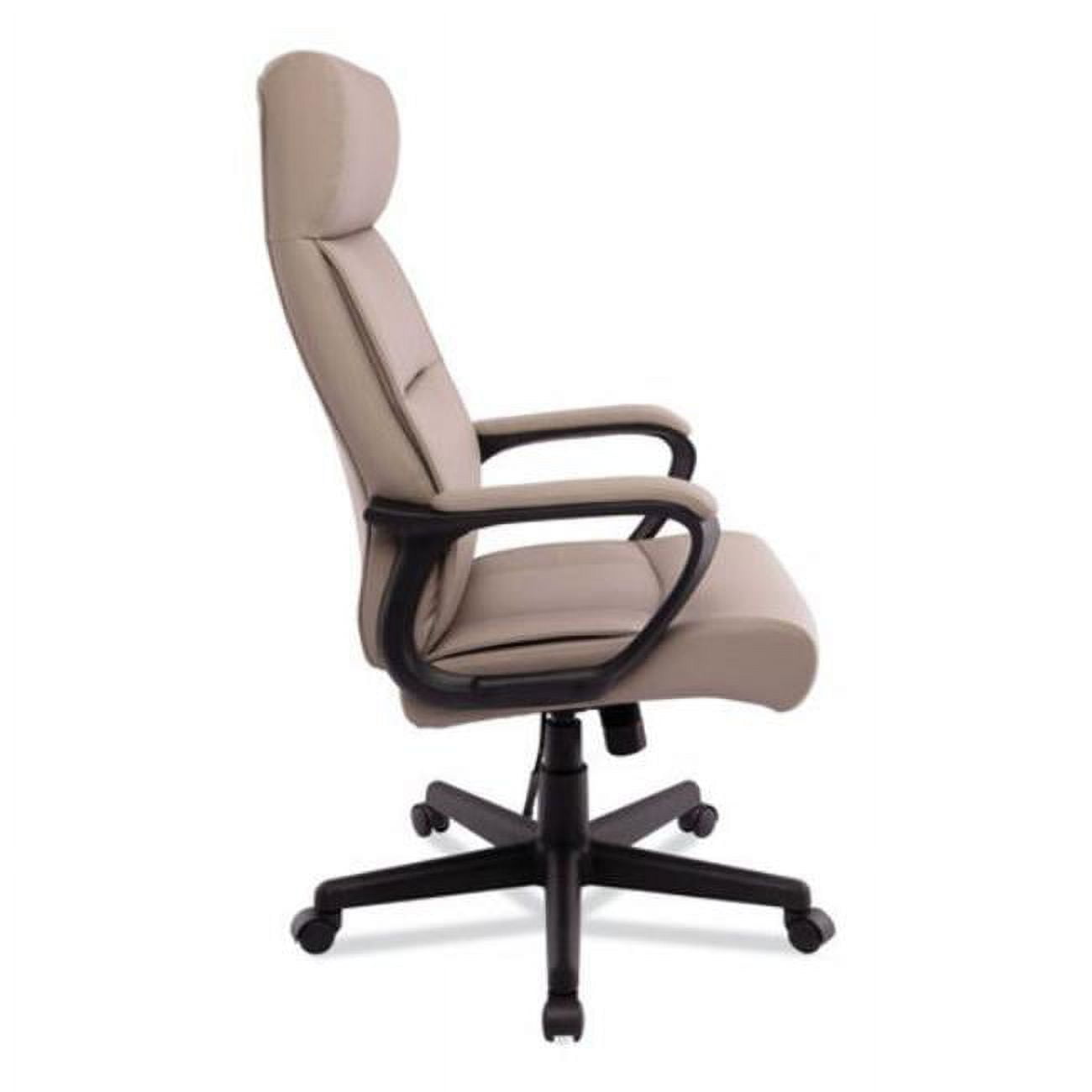 Tan High-Back Task Chair with Fixed Arms and Plastic Base