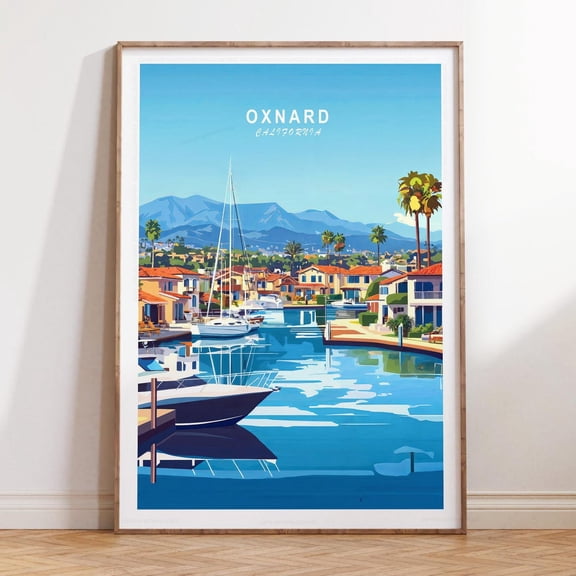 Oxnard California Minimalist Home Decor Travel Wall Art, Unframed Canvas Size 8x12