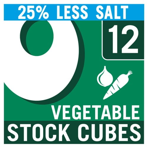 Oxo 12 Reduced Salt Vegetable Stock Cubes 71g, British Import (Pack of 6)