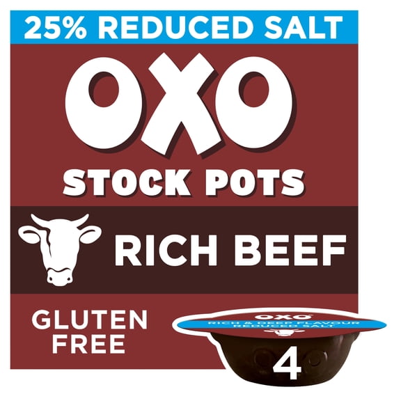 Oxo Reduced Salt Beef Stock Pots With Rosemary 4X20g, Imported from Britain