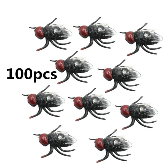 Oxodoi 100PCS Fake Plastic Flies–Realistic Insect Prank Toys for April Fools,Gag Gifts,Trick Props