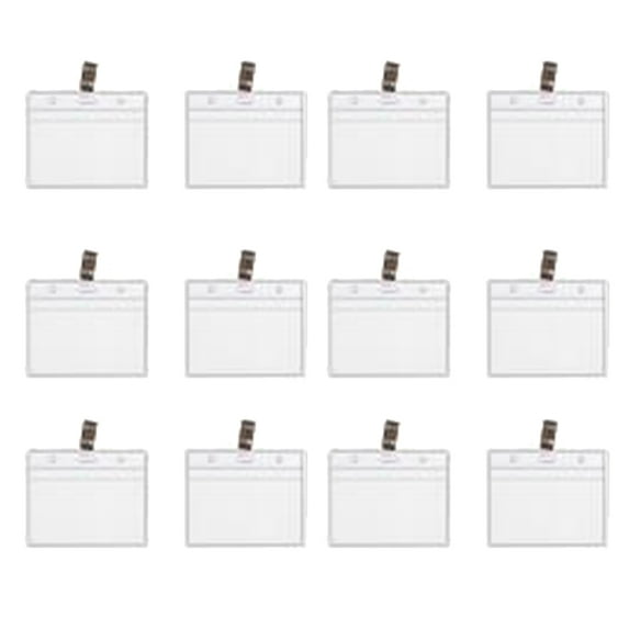 HOARBOEG 12 Pack ID Badge Holder Card Protector 4 X 3 in Record ID Card Name Tag Badge Cards Holder Clear Vinyl Plastic Sleeve with Waterproof Type Resealable Zip