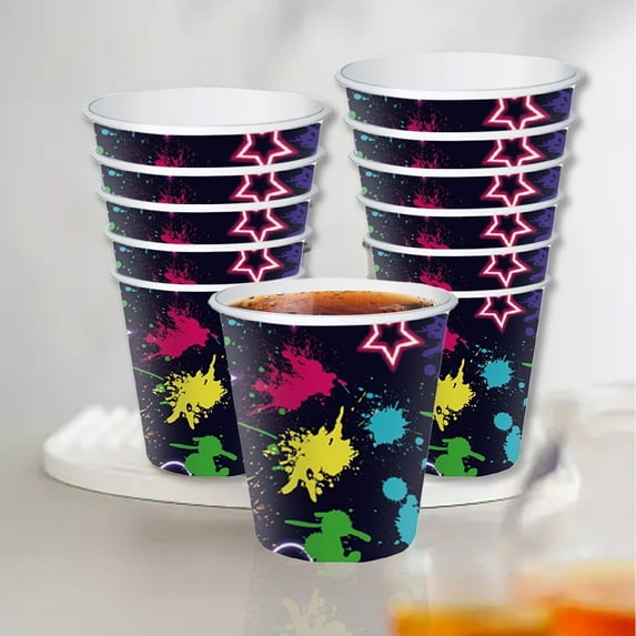 Zonao 16 Cups Mini Mouthwash Cup Disposable Bathroom Cup Small Paper Cup Decorative Halloween Disposable Cups Home office Travel Picnic Party Supplies