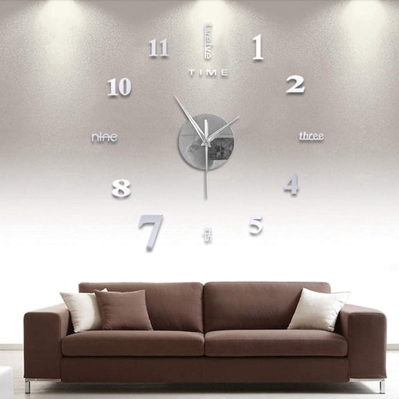 HOARBOEG 39.37” DIY Frameless 3D Mirror Roman Numeral Wall Clock with Stickers for Home Decor