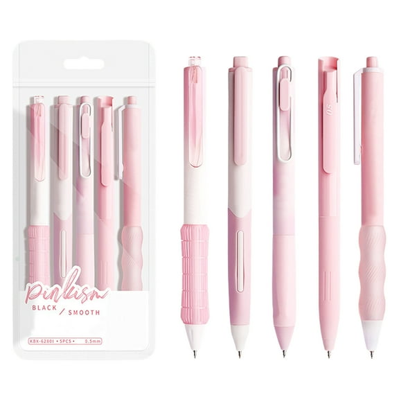 5 Pack Gel Pen Set, 0.5mm Fast Drying Writing Pens, Smooth Ink, Student and Office Use, Plastic Material, Press to Tip, Assorted Colors