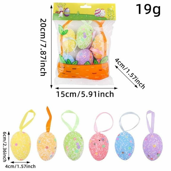 Zonao 6 Piece Pack of Mini Easter Eggs with Colorful Pattern,Foam Eggs for DIY Easter Ornaments