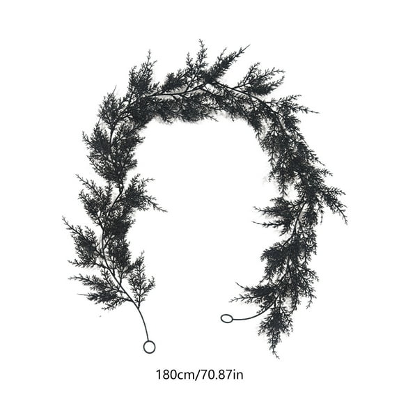 Oxodoi Black Halloween Garland,Cedar Rattan Halloween Garland,long indoor outdoor gothic Halloween decoration,lightweight 6 ft (180 cm)
