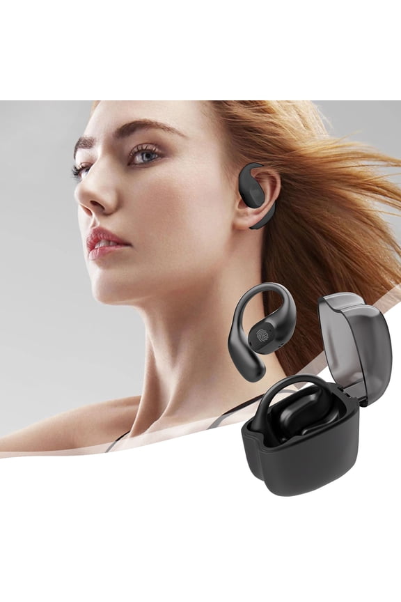Bluetooth 5.3 Earhook Sports Headset,Non-In-Ear Wireless Earphones with 48H Battery,IPX5 Waterproof,Noise Reduction,Panoramic Stereo Sound