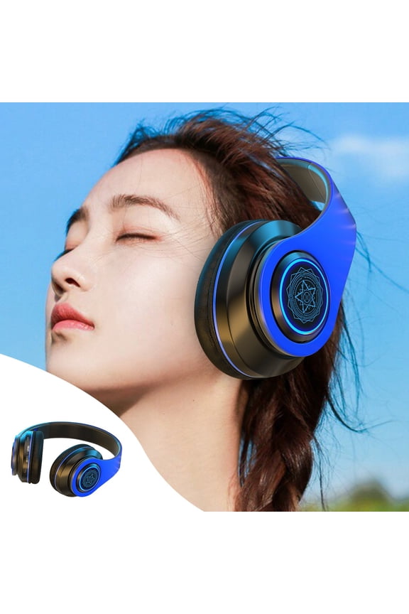 Bluetooth Headphones,Wireless Over Ear Headset with RGB Light,Noise-Cancelling Foldable Gaming Headphones,Built-in Mic,8-Hour Battery Life