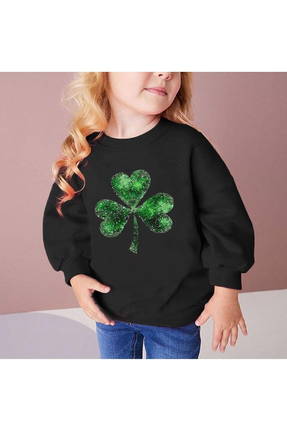 Boys St Patrick's Day Sweatshirt Toddler Girls Long Sleeve Printed Shirt Festival Top Green 2-9 Years