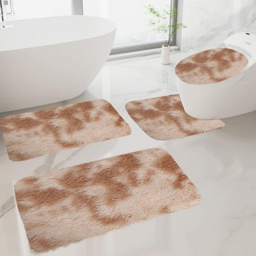 Zonao Mixed Colors Bath Mats Bathroom Rugs 4 Pcs Toilet Mats Water Absorption Non-Slip Thick Machine Washable