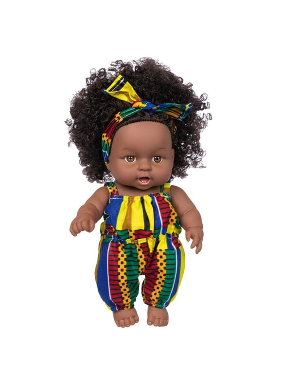 Oxodoi Deals Clearance Black Dolls for Girls with Afro Hair - 8 Inches African Girl Dolls for Children, Curly Hair Doll Toy Holiday Toys, Lifelike Baby Play Doll, Best Birthday Xmas Gift for Kids
