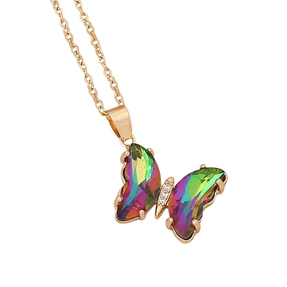 HOARBOEG Necklace for Women Multicolor Gradient Butterfly Necklace Fashion Temperament Clavicle Chain