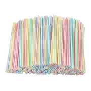 Oxodoi Disposable Plastic Straws 200 Pieces Striped Flexible Drinking Straws Bending Multicolor