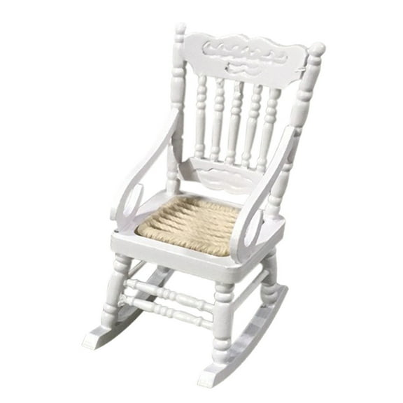 Oxodoi Dollhouse Miniature,1:12 Scale Wooden Rocking Chair,Rope Seat Rocking Chair