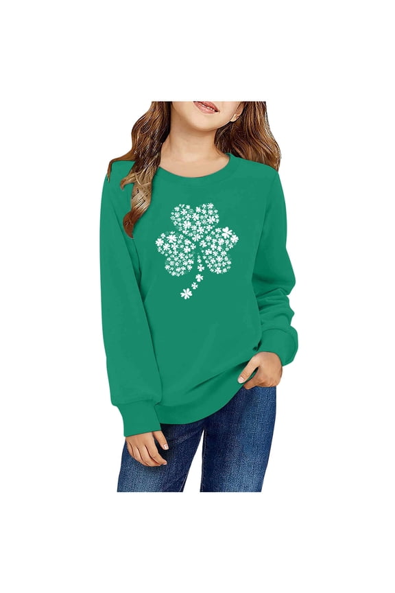 Easter Outfits for Girls Long Sleeve Casual Fashion Easter Egg and Bunny Printing O-Neck Pullover Top Blouse