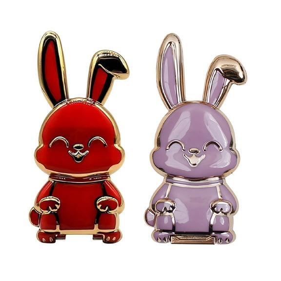 Oxodoi Foldable Bunny Phone Stand,Cute Adhesive Mobile Holder,Portable Kickstand Bracket,Desktop Phone Support for iPhone Android Tablet,2-Pack Travel Gift