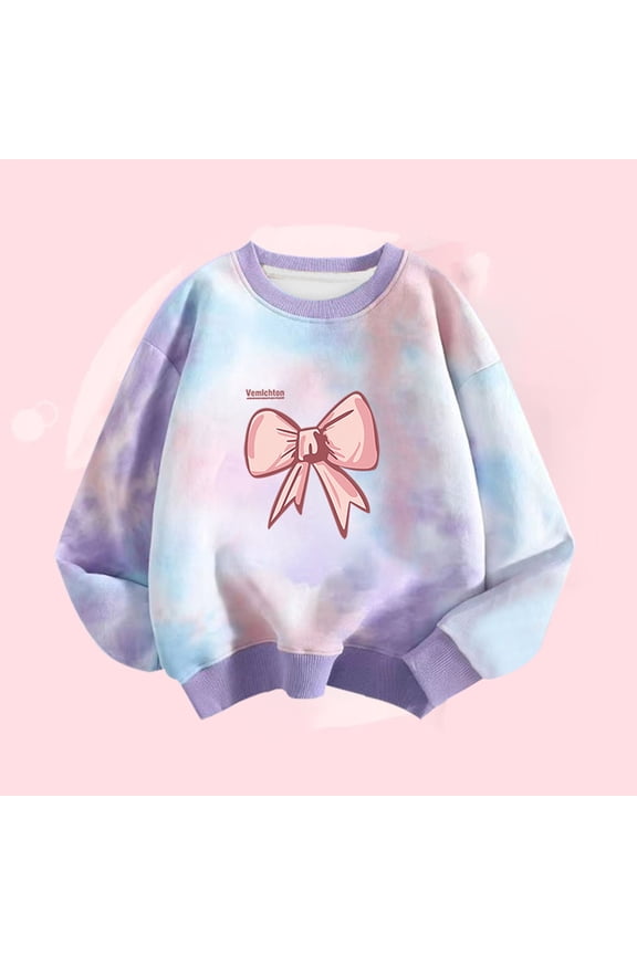 Girl's Graphic Print Long Sleeve Round Neck Oversized Sweatshirts Pullovers
