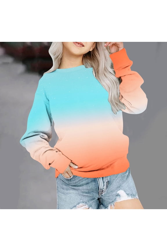 Girls Casual Crewneck Sweatshirt Long Sleeve Tops Cute Pullover