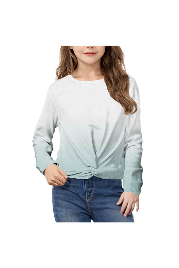 Girls Casual Lightweight Sweatshirt Tie Dye Printed Long Sleeve Pullover