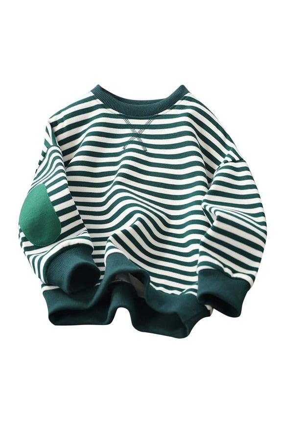 Girls Drop Shoulder Striped Long Sleeve Sweatshirt