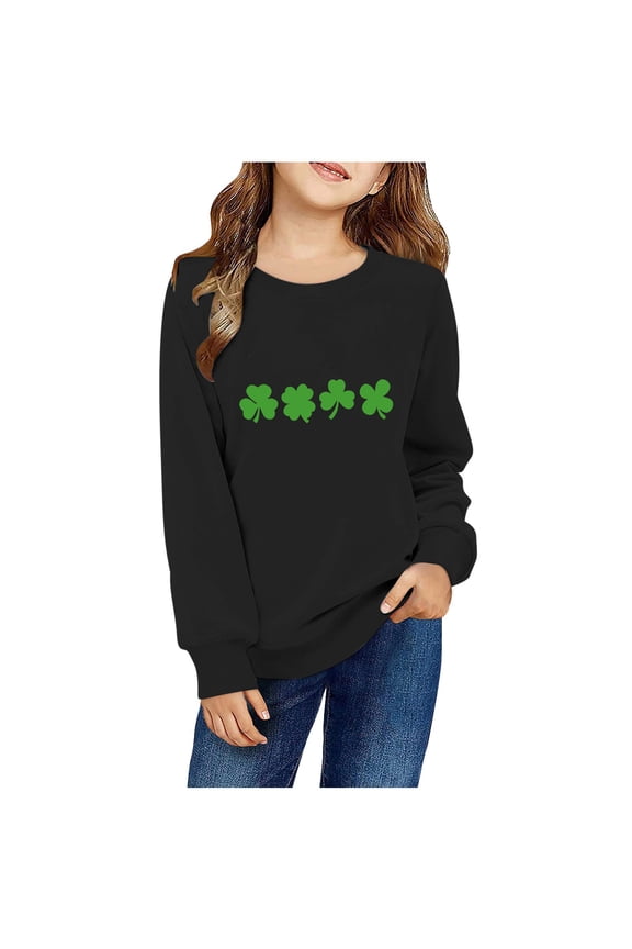 Girls Easter Basic Sweatshirt Crew Neck Long Sleeve Sweatshirt Casual Loose Sweatshirt