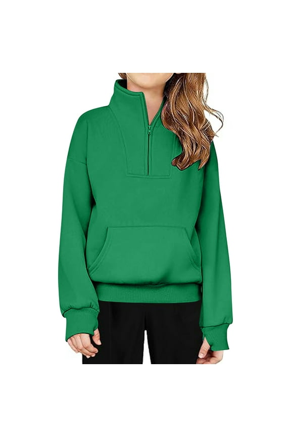 Girls Hoodies Oversized Sweatshirts Half Quarter Zip Pullover Cropped Long Sleeve Fall Outfits Fashion Clothes