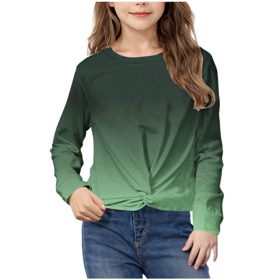 Oxodoi Girls Long Sleeve Sweatshirt Kids Crewneck Shirts Pullover Tops