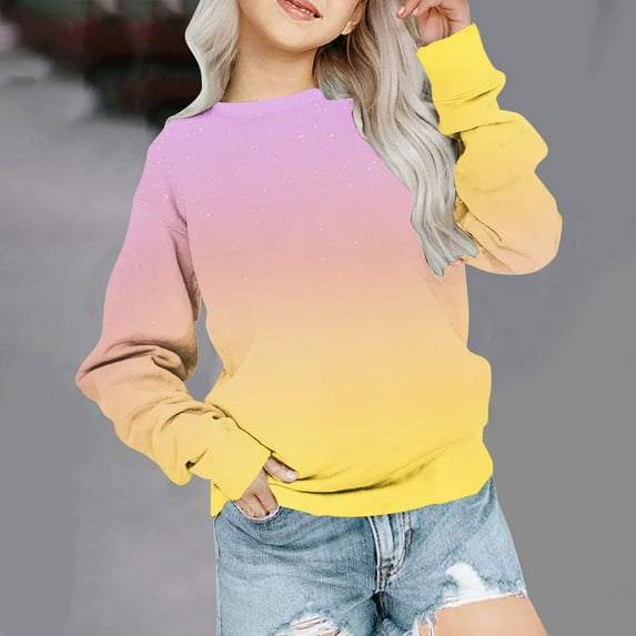 Oxodoi Girls Sweatshirt Crewneck Long Sleeve Pullover Tops Casual Kids Cute Sweatshirts 1-11 Years