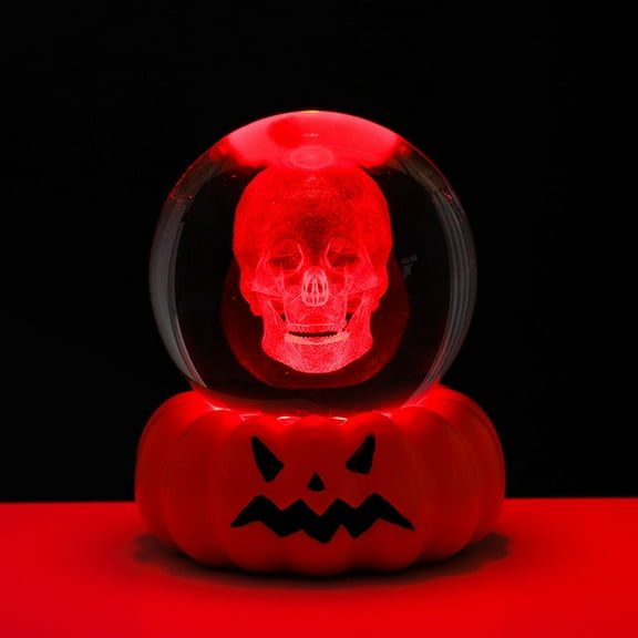 Oxodoi Halloween Pumpkin Night Lamp,Glass Ball Decoration,Halloween Desk Night Light,Compact Bedroom and Party Gift Décor