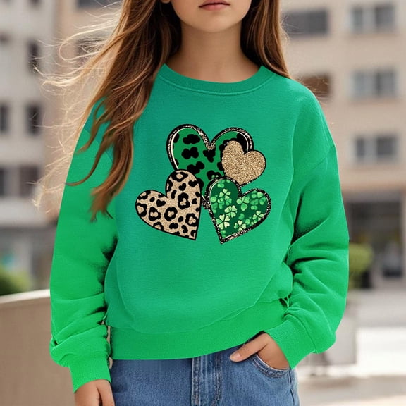 Oxodoi Kids St. Patrick's Day Shirts Girl Graphic Shirts St Patty's T-Shirt Long Sleeve Tops