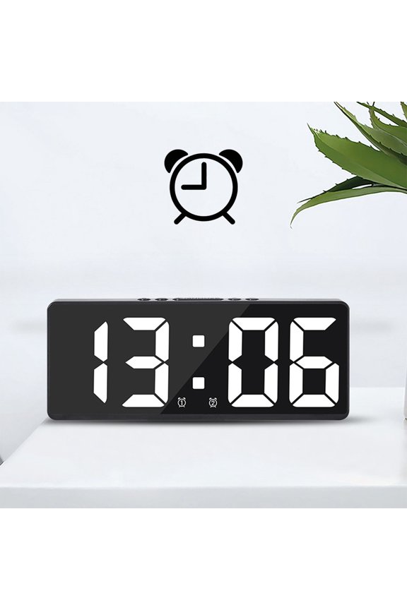 LED Digital Alarm Clock,Large Display with Voice Control,Adjustable Brightness,Dual Alarms,Night Mode,Black Frame