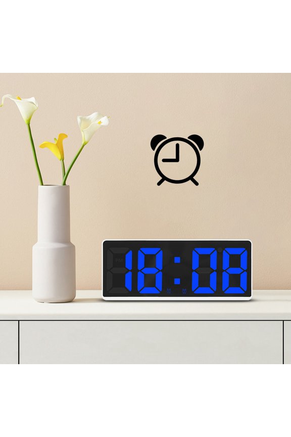 LED Digital Alarm Clock,Large Display with Voice Control,Adjustable Brightness,Dual Alarms,Night Mode,White Frame