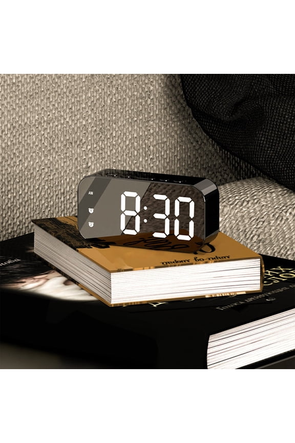 LED Mirror Alarm Clock,Dual Alarm,Sound-Controlled Night Light,Temperature Display,Rechargeable,Silent Operation