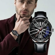 Oxodoi Mens Wheel Watch,Racing Sports Quartz Watch,Tire Shaped Automotive Design,Luminous Dial,30M Waterproof Alloy Case