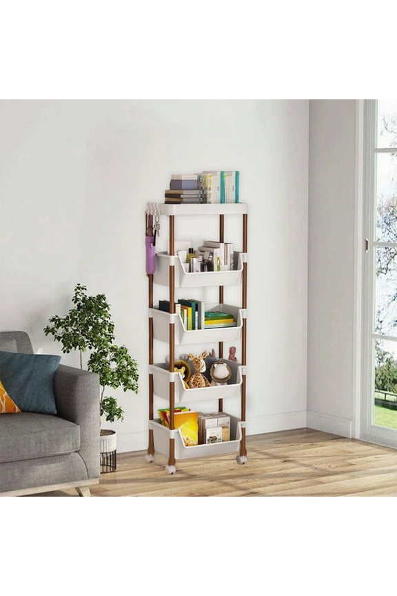 Multi Layer Storage Rack,Mobile Storage Cart with Wheels,Space Saving Organizer for Kitchen Bathroom Bedroom