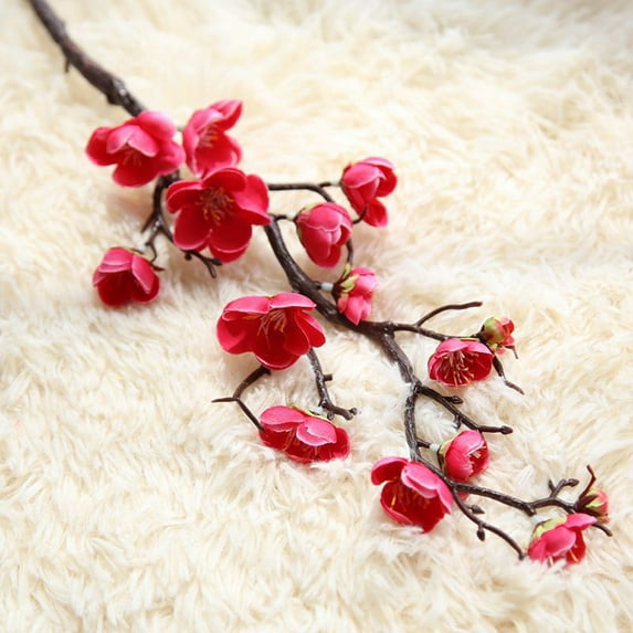 Oxodoi Pink Silk Flowers wintersweet Blossom Decor - 8 Pcs 23.6 Inch Fake Silk Flowers Faux Flowers Bouquet for Home Decor Indoor