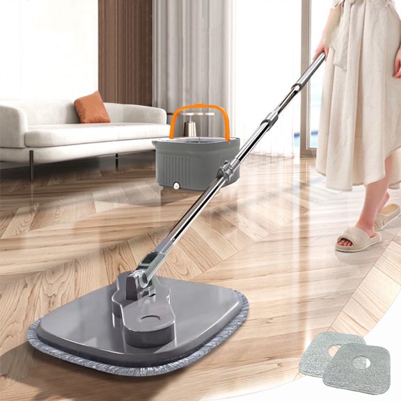 Zonao Mop and Bucket with Wringer Set Support Self Separation Sewage and Clean Water Telescopic Stainless-Steel Mop Cleaning Bucket Mop for Floors Kitchen