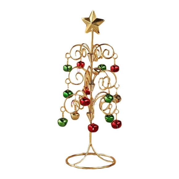 Zonao Tabletop Metal Christmas Tree Wrought Iron Ornament Display Stand Christmas Ornament 11 Inch Desktop Decorations Mini Xmas Tree