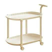 Oxodoi Rolling Side Table,Mobile End Table with Wheels,Cream 2-Tier Storage Rack,Nightstand for Bedroom and Living Room,Compact Portable Table