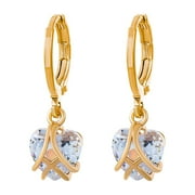 Oxodoi Sales Clearance Earrings for Women Heart-Shaped Earrings Fashion Pearl Crystal Creative Shining with Shining Cubic-Crystal Wonderful Gift