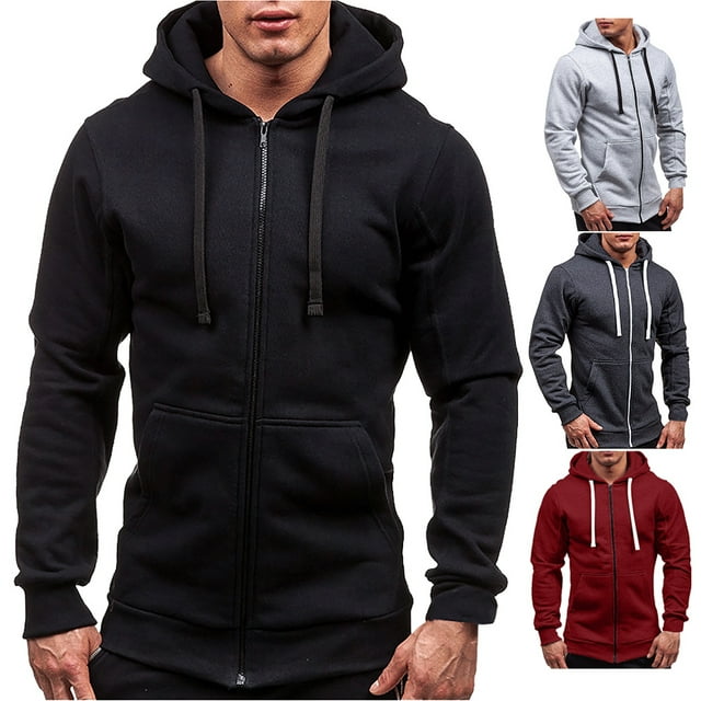 Oxodoi Sales Clearance Hoodies for Men, Mens Hoodies Zipper Hooded Sweater Coat Men's Solid