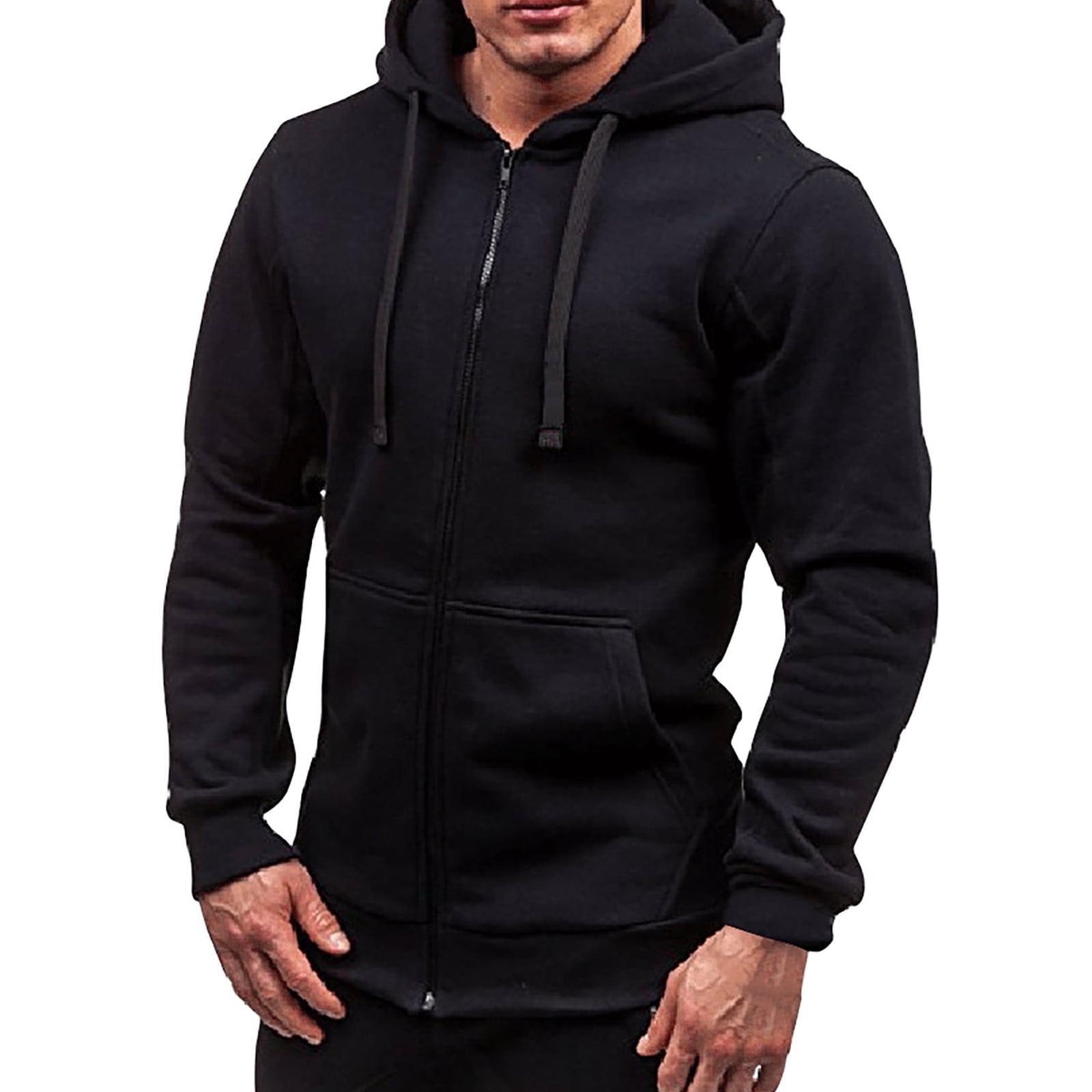 Oxodoi Sales Clearance Hoodies for Men, Mens Hoodies Zipper Hooded Sweater Coat Men's Solid Color Cardigan Men's Fashion Hoodies & Sweatshirts
